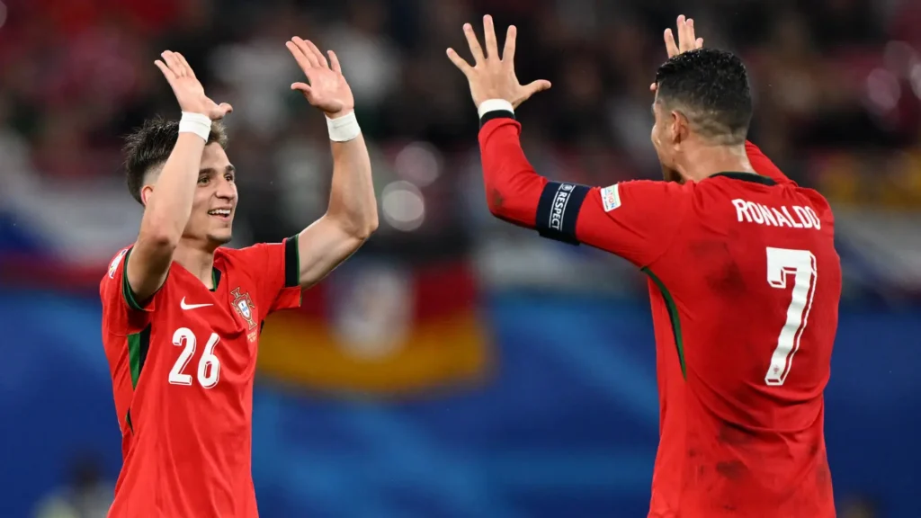 “Francisco Conceição scores historic winning goal for Portugal as Cristiano Ronaldo inspires team in Nations League match