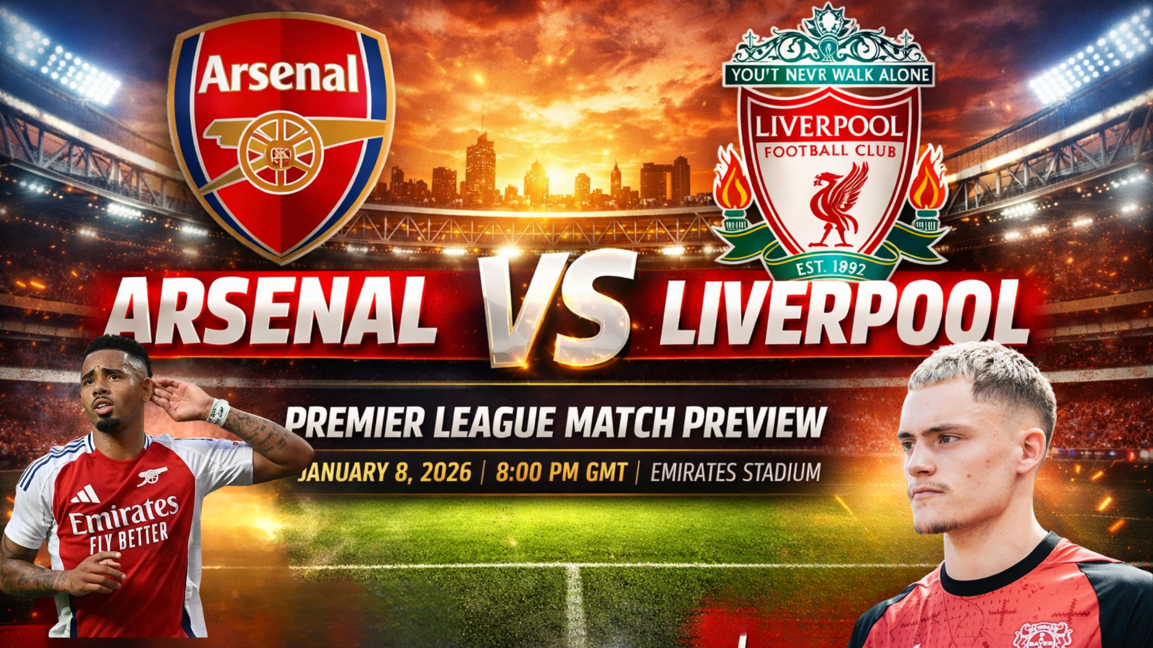 Arsenal vs Liverpool 2026 – Premier League match action at Emirates Stadium