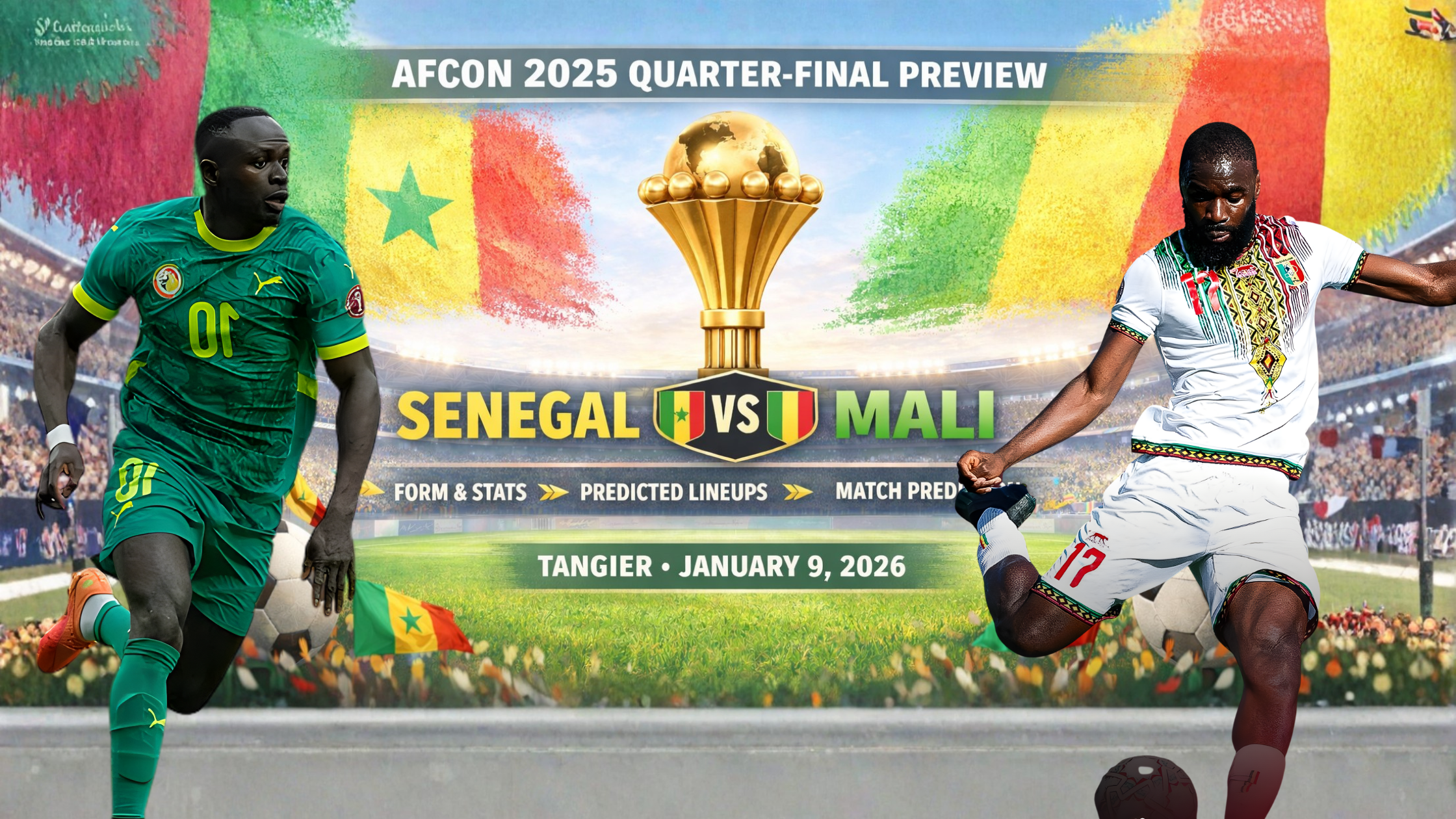 Senegal vs Mali AFCON 2025 quarter-final match preview featuring team lineups and prediction