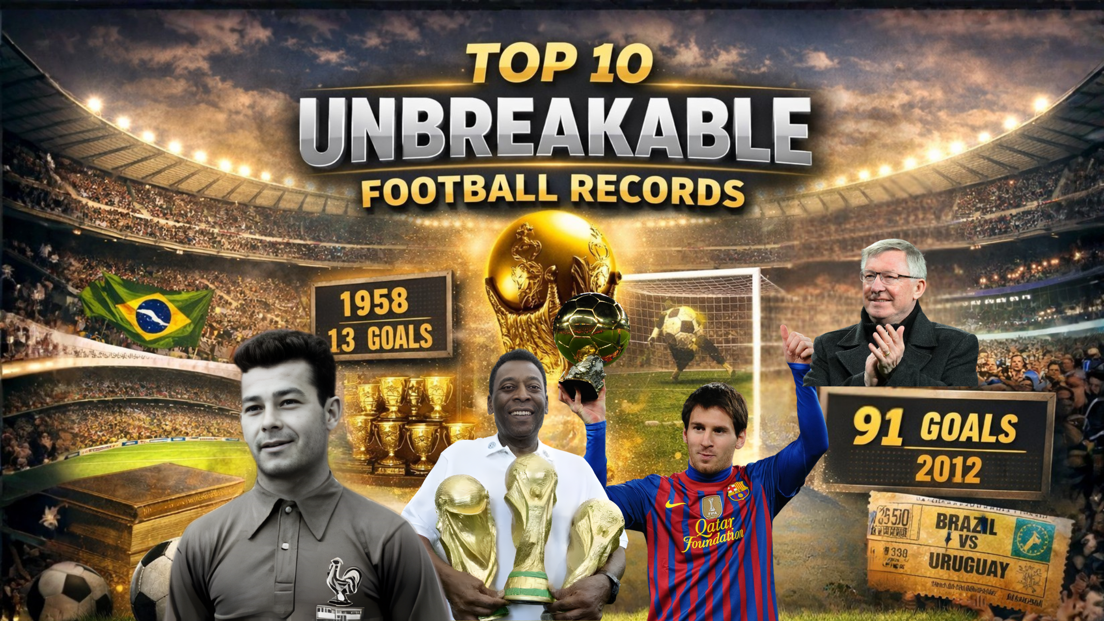 Unbreakable football records in men’s football history featuring legendary players and teams